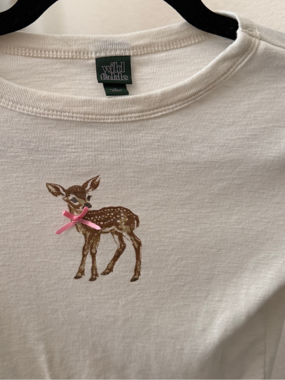 Wild Fable Cream Deer Graphic Tee with Pink Bow - Picture 3 of 4